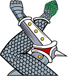 Two dexter arms embowed gauntleted one in mail one in the other in armour TMP 3