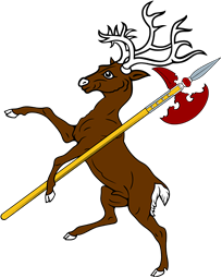 Reindeer Rampant Holding Halberd