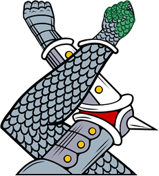 Two dexter arms embowed gauntleted one in mail one in the other in armour TMP