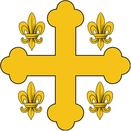 Cross, Bottonee Cantoned with Fleur de Lis