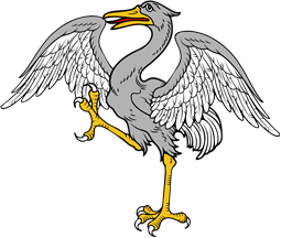 Crane Rampant Wings Displayed Inverted