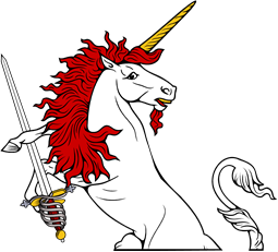 Demi Unicorn Regardant Holding Rapier