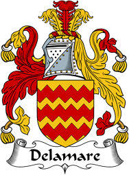 English Coat of Arms for the family Delamare