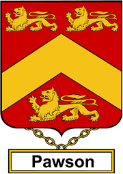 English Coat of Arms Shield Badge for Pawson