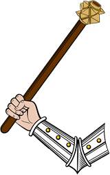 AIA embowed fesswise, Holding an Ancient Mace