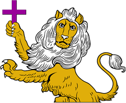 Demi Lion Rampant Guardant, Holding a Cross