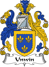 English Coat of Arms for the family Unwin or Unwyn