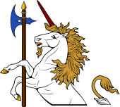 Demi Unicorn Holding Halberd