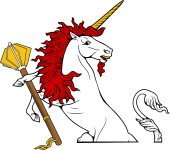 Demi Unicorn Regardant Hold Masse d'Armes