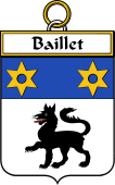 French Coat of Arms Badge for Baillet