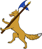 Fox Rampant Halberd Over Shoulder