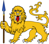 Lion Passant Guard Grasping Spear